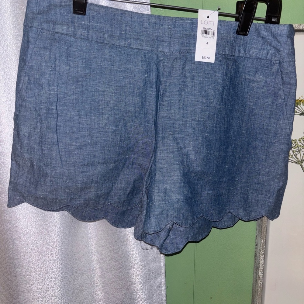LOFT High Waist Chambray Shorts